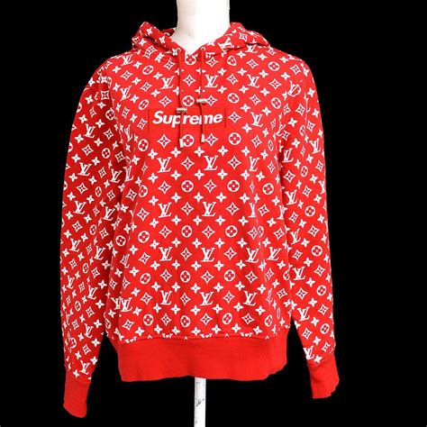 supreme lv hoodie red.